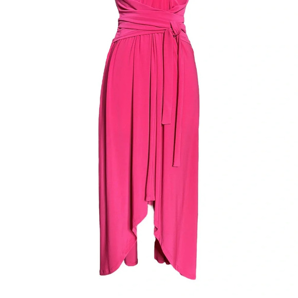 IMAN High Low Pink Cinched Waist Midi Dress, Size Small - Picture 4 of 15